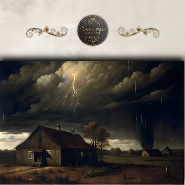 Papier Mousseline Tempête autour de la page de découpage d'une ferme (Storm Over Farmhouse Decoupage Tissue Paper)