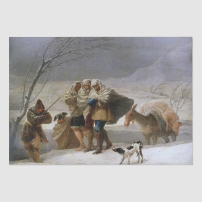 Papier Mousseline Tempête de neige en hiver (par Francisco Goya) (Recto)