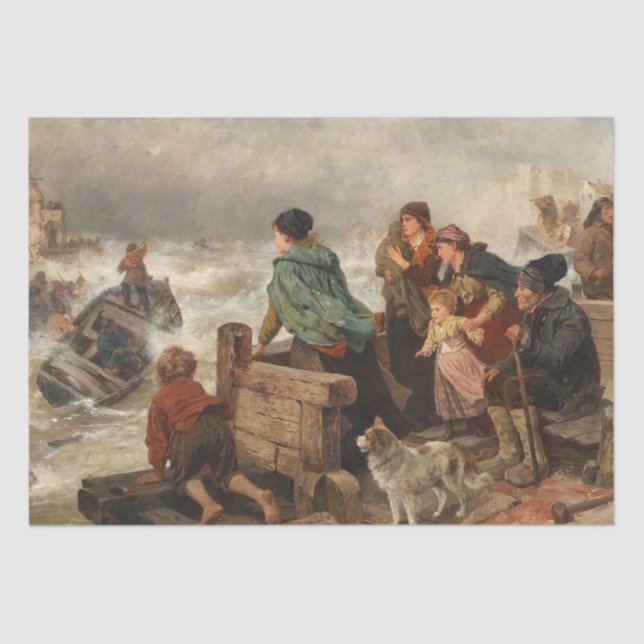 Papier Mousseline Tempête sur la côte (par Rudolf Jordan) (Recto)