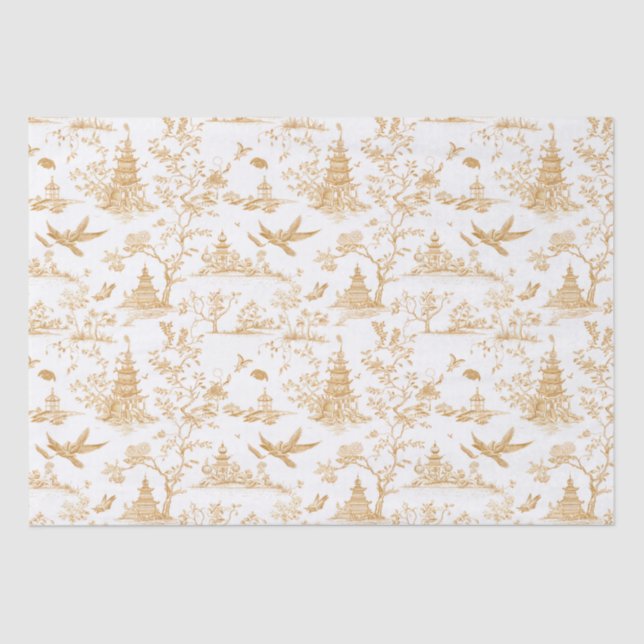 Papier Mousseline Temples d'or Chinoiserie Tiuuse Papier (Recto)