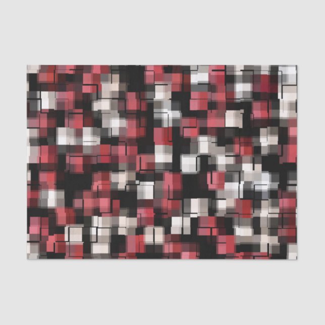 Papier Mousseline Tendance Bourgogne Noir Blanc Abstrait Plaid (Recto)