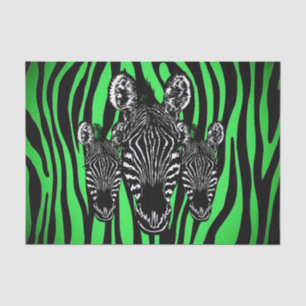 Papier Mousseline Tendance Lime Zebra Herd sur Zebra Imprimer