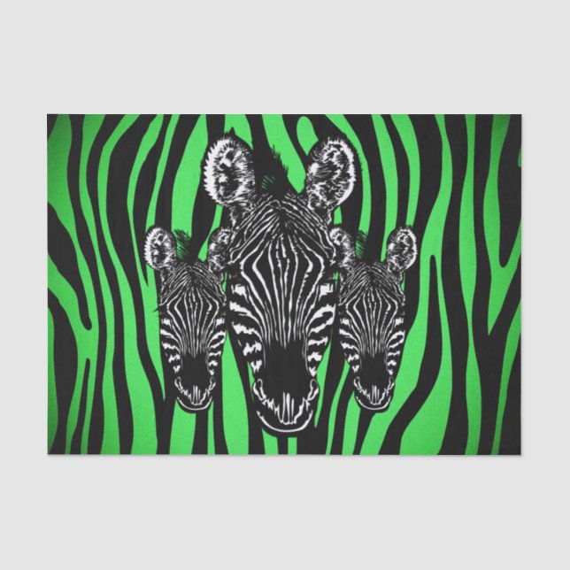 Papier Mousseline Tendance Lime Zebra Herd sur Zebra Imprimer (Recto)
