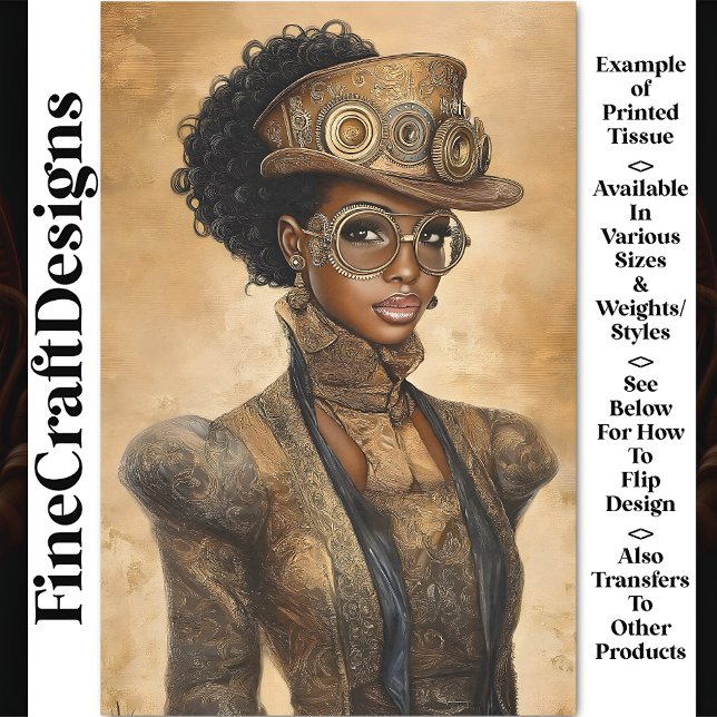 Papier Mousseline Tendance Steampunk Dark Skin Woman AD1O Decoupage (Créateur téléchargé)