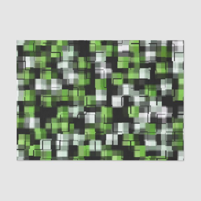 Papier Mousseline Tendance vert noir blanc Abstrait Plaid (Recto)