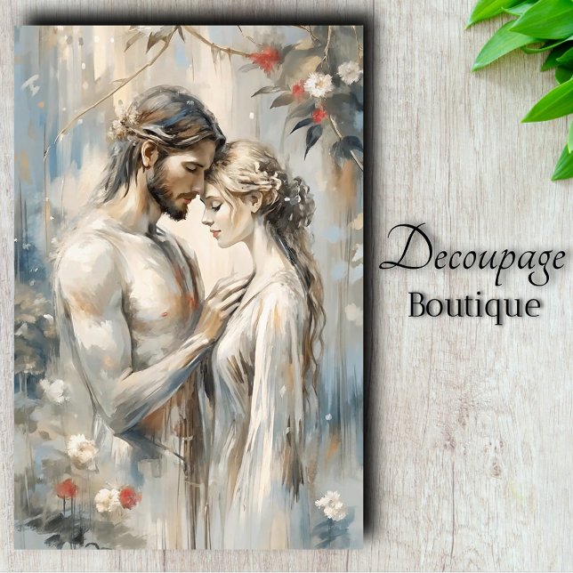 Papier Mousseline Tender Embrasser la romance dans le découpage Mist (Tender Embrace - Romance in Misty Blues Decoupage Tissue Paper)