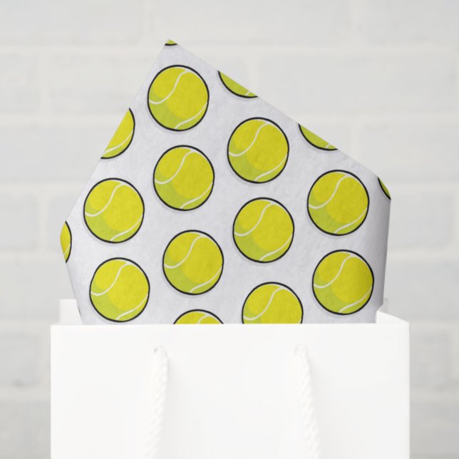 Papier Mousseline Tennis Ball Yellow White Sports Papier (Sac cadeau)