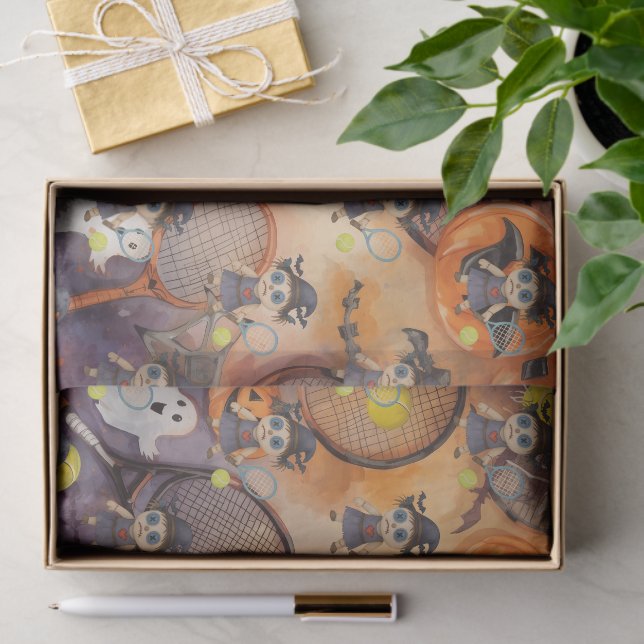 Papier Mousseline Tennis Halloween thème avec balle et raquette (Cadeau)