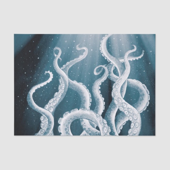 Papier Mousseline Tentacles Galaxy Blue Moon Rays (Recto)