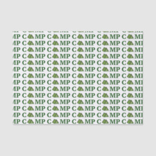 Papier Mousseline Tente verte CAMP Camping Camper Tissu cadeau Campe