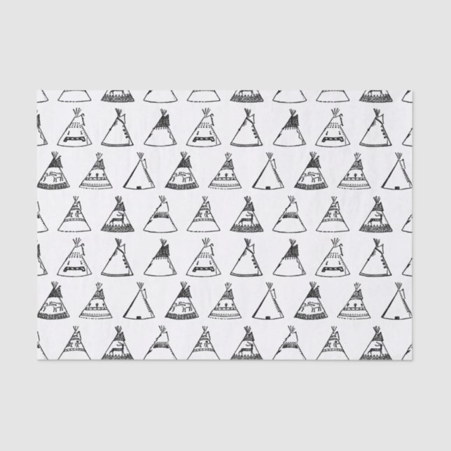 Papier Mousseline Tentes Tipi amérindiennes COULEUR ARRIÈRE - PLAN P (Recto)