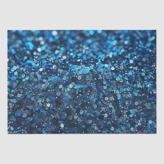 Papier Mousseline Tenue avec sequins bleu (Recto)