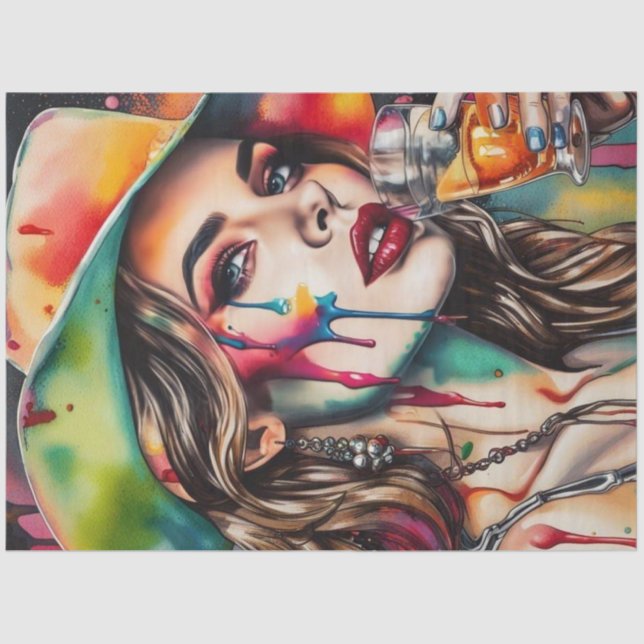 Papier Mousseline Tequila Sunrise Cocktail Cutie Découpage papier (Recto)