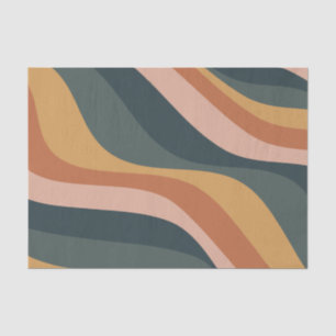 Papier Mousseline Terme Boho Abstrait Wavy Swirl Lines Terracotta