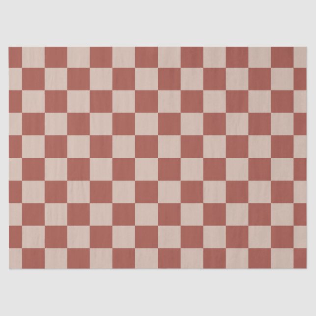 Papier Mousseline Terracotta and Tan Checkerboard (Recto)