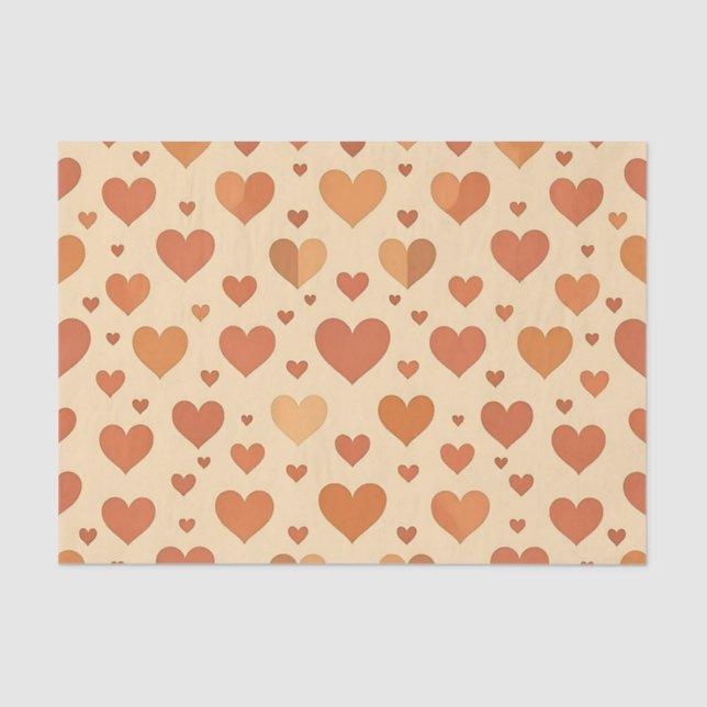 Papier Mousseline Terracotta Heart Scatter Pattern (Recto)