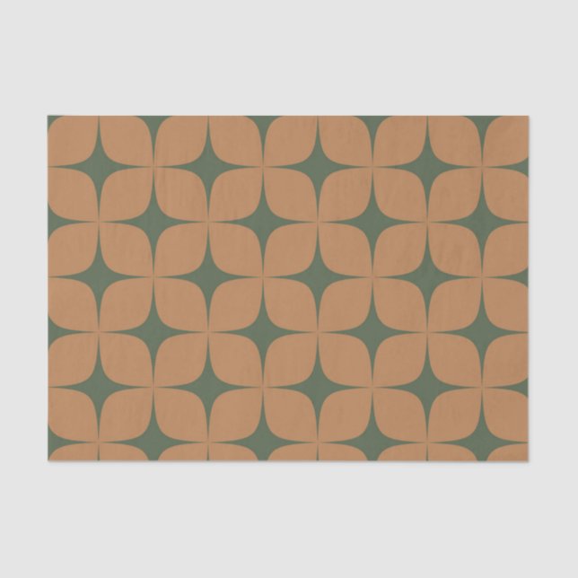 Papier Mousseline Terracotta Vert Profond Mi-Siècle Moderne Élégant (Recto)