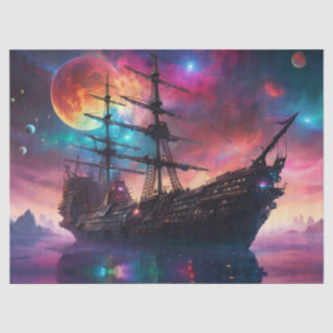 Papier Mousseline Terre de vaisseau spatial pirate sur une autre pla