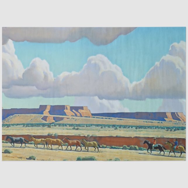 Papier Mousseline "Terre sauvage des Navajo" par Maynard Dixon (Recto)