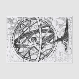 Papier Mousseline Terre vintage carte rétro noir blanc