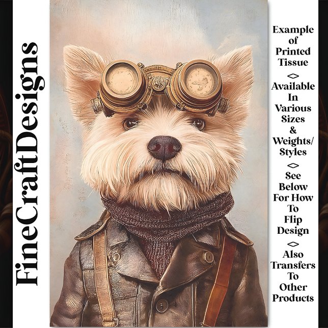 Papier Mousseline Terrier Aviateur Steampunk Mignon AA1 Découpage (Créateur téléchargé)