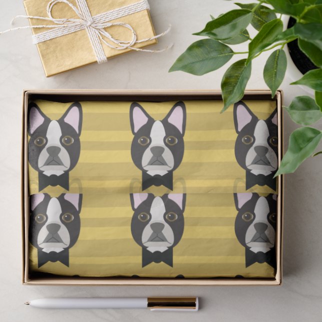 Papier Mousseline Terrier de Boston (Cadeau)