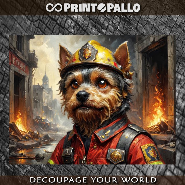 Papier Mousseline Terrier du Yorkshire en pompier (Créateur téléchargé)