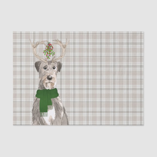 Papier Mousseline Terry Plaid et Irlandais Wolfhound Dog Christmas (Recto)