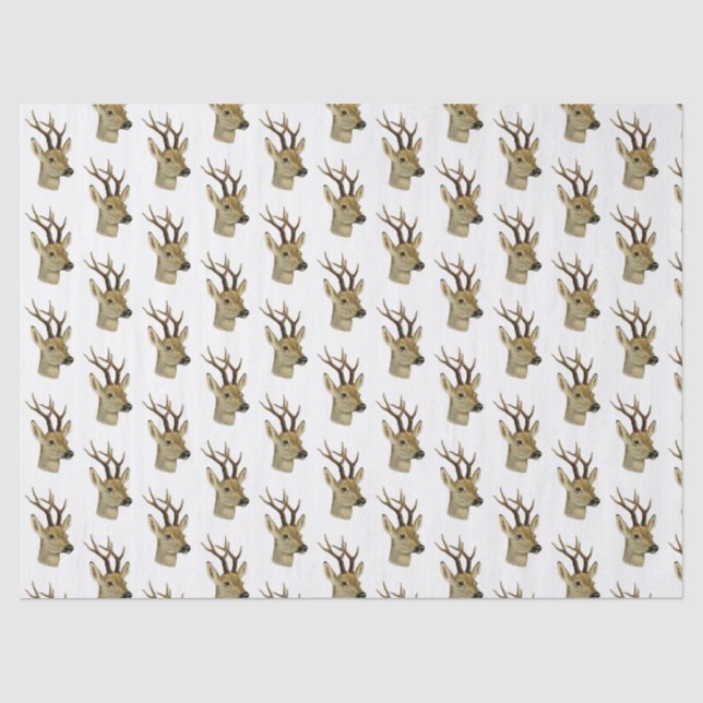 Papier Mousseline Tête de cerf avec petits bois #1 (Recto)
