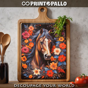 Papier Mousseline Tête de cheval dans le défilé de fleurs magiques