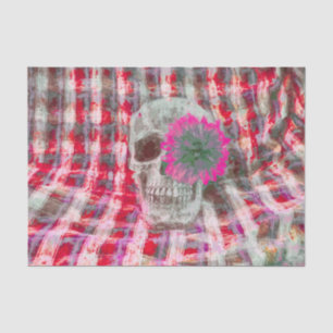 Papier Mousseline Tête de Crâne Gothique Tournesol Rouge Rose Textur