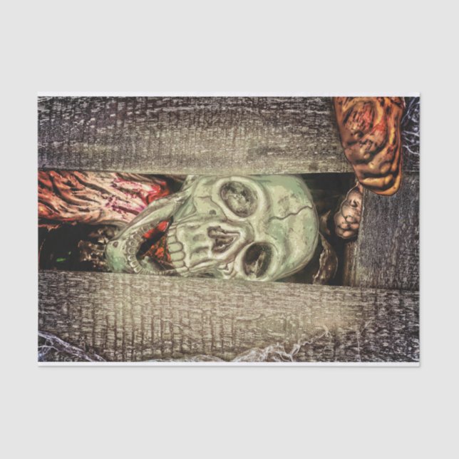 Papier Mousseline Tête de crâne verte Déplaisante gothique (Recto)