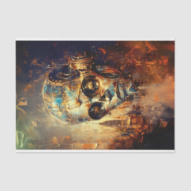 Papier Mousseline Tête de robot en laiton Steampunk, Gold DG3G Décou (Recto)