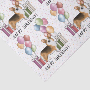 Papier Mousseline Tête rousse Tri Pembroke Welsh Corgi Joyeux Annive