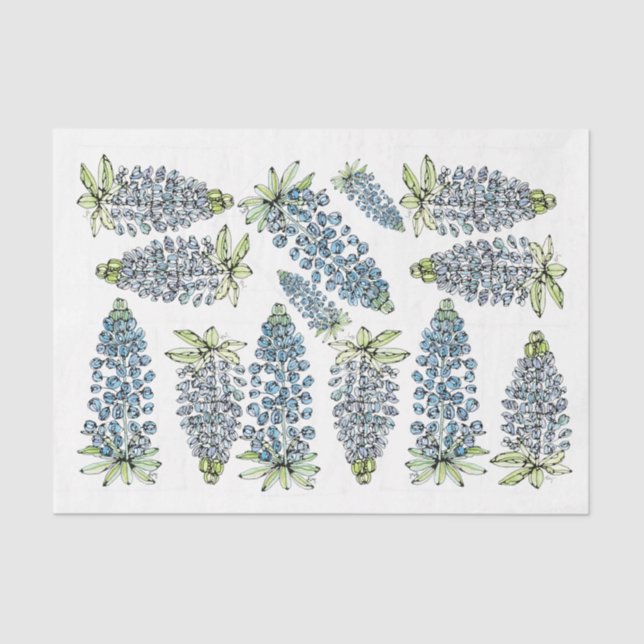 Papier Mousseline Texas Bluebonnets Lupines - Déchoupage Tissu Papie (Recto)