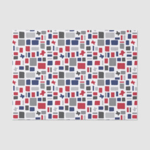 Papier Mousseline Texas Red & Blue Wonky Carrés & Rectangles