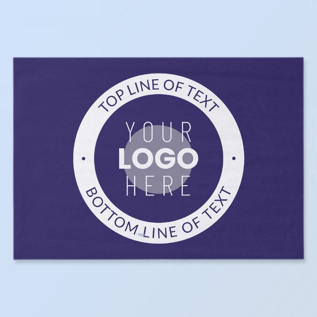Papier Mousseline Texte et logo personnalisables | Bleu foncé violet (Créateur téléchargé)