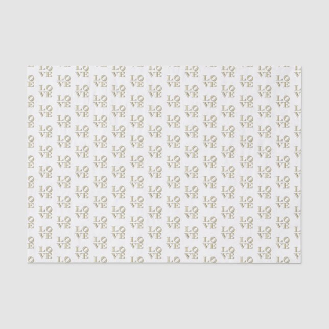 Papier Mousseline Texte graphique LOVE - Faux or (Recto)