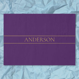 Papier Mousseline Texte personnalisable élégant   Or et violet foncé