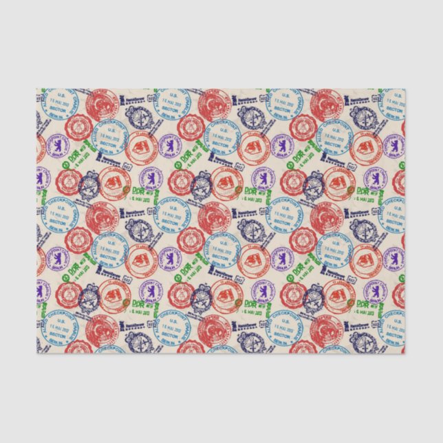 Papier Mousseline Texture avec de vrais timbres (Recto)