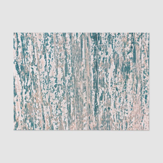 Papier Mousseline Texture de bois veiné sarcelle marron blanc rustiq (Recto)