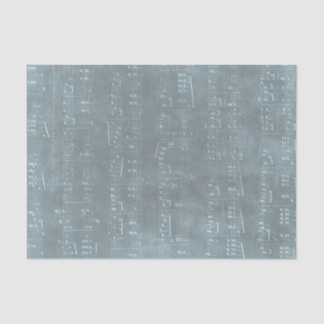 Papier Mousseline texture de la feuille de musique ancienne bleue (Recto)