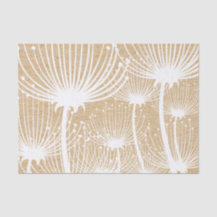 Papier Mousseline Texture en bois rustique et Motif en pissenlit bla