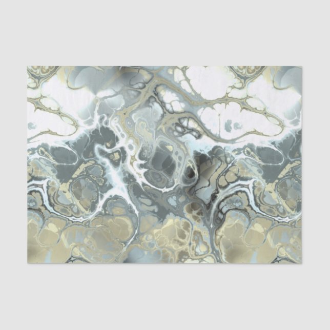 Papier Mousseline Texture fluide de pierre de marbre gris et or abst (Recto)