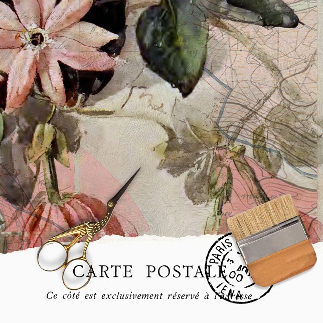 Papier Mousseline Texture rustique vintage Carte Botanique Découpage (Créateur téléchargé)