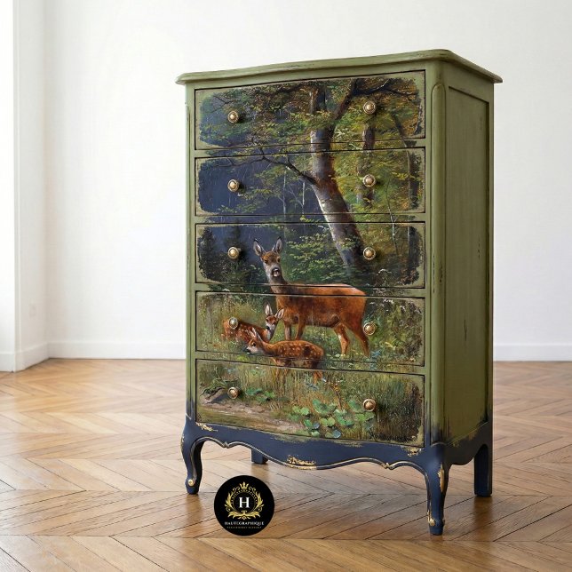 Papier Mousseline Texture rustique vintage Découpage de cerfs (Créateur téléchargé)