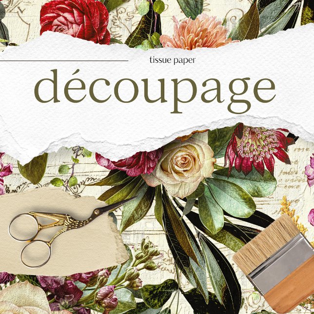 Papier Mousseline Texture vintage Découpage florale rustique (Créateur téléchargé)