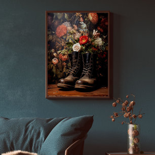 Papier Mousseline Texture vintage Florale Boots Cowboy Découpage