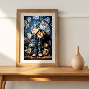 Papier Mousseline Texture vintage Florale Boots Cowboy Découpage