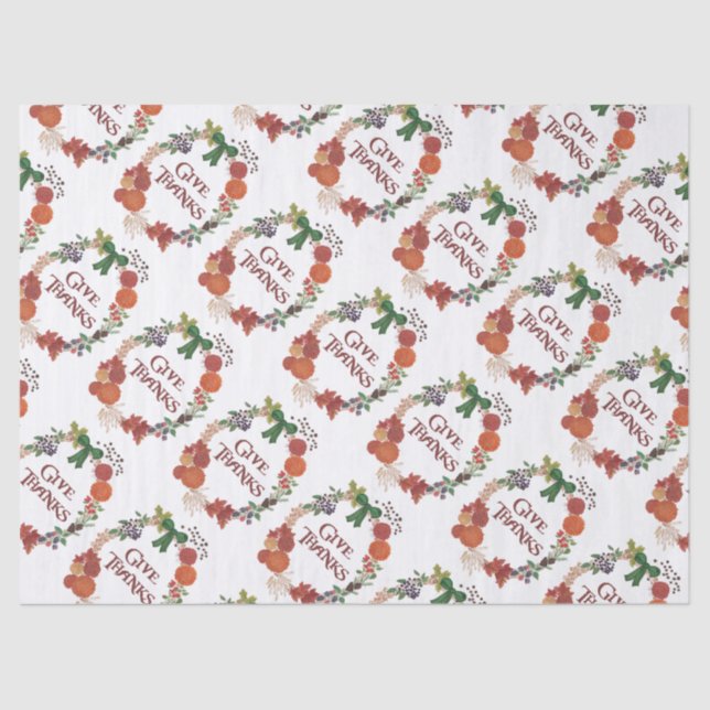 Papier Mousseline Thanksgiving Autumn Wreath to Personnaliser (Recto)